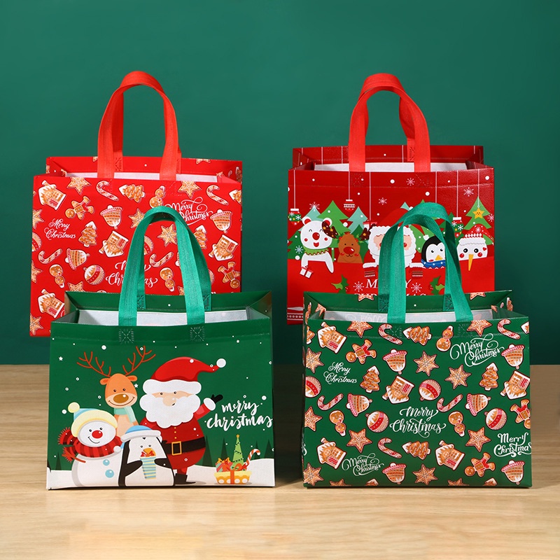 Non Woven Fabric Waterproof Gift Tote Bag Christmas Party Folding
