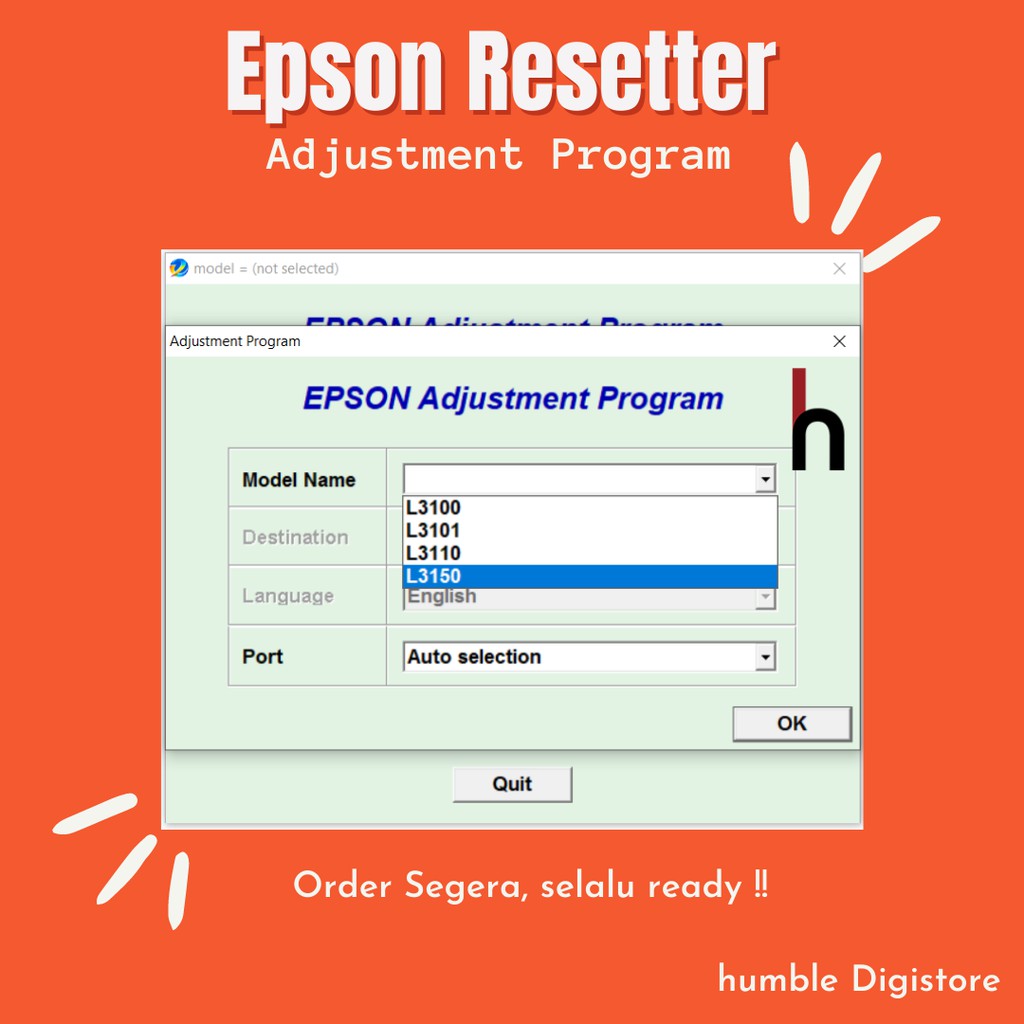 (New VERSION) Epson L3100,L3101,L3110,L3150 Program Resetter / Waste