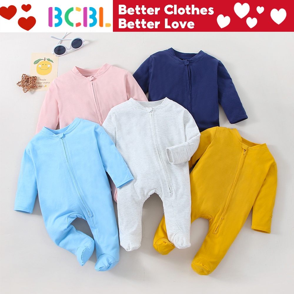BCBL Baby Romper 0 18 Months Solid Color Long Sleeves Baby Jumpsuit