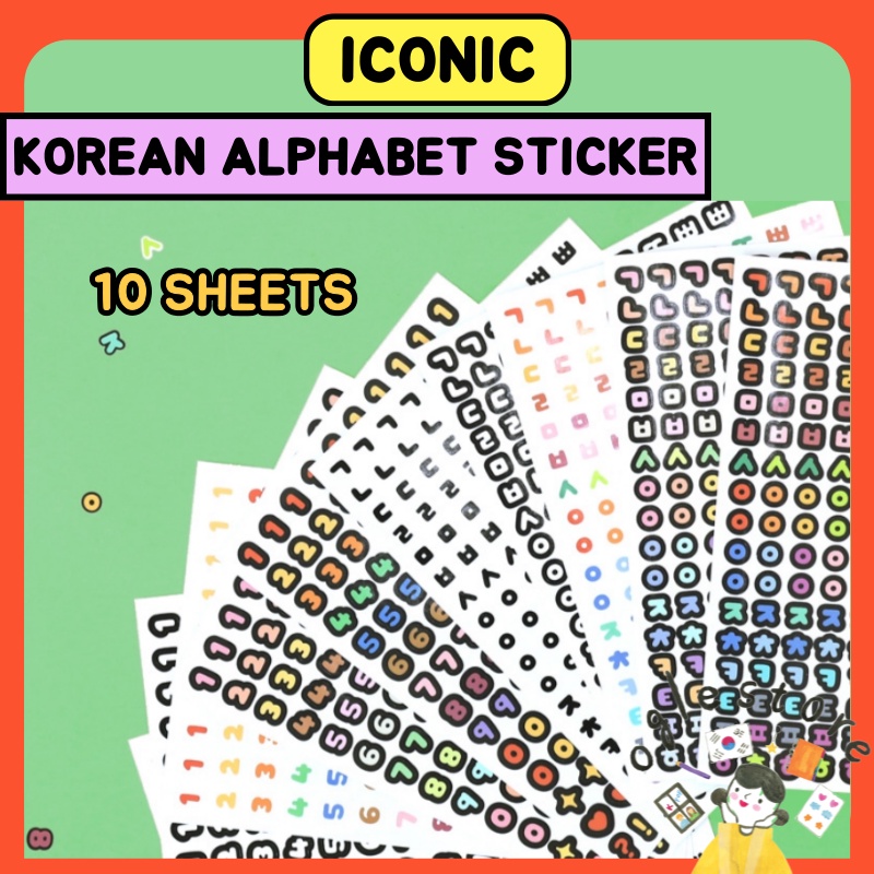 Iconic Korean Alphabet Sticker SET Hangul Sticker SET Number Sticker