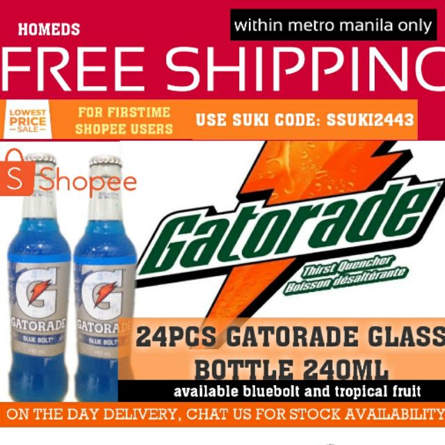 Gatorade glass bottle 240ml x 24pcs on the day fee delivery metromanila