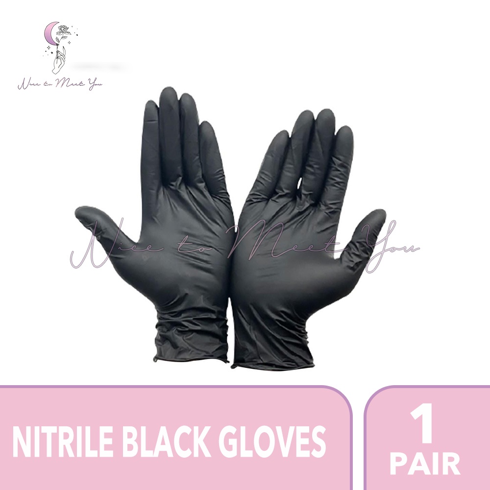 Black Gloves Synthetic Vinyl Nitrile Gloves 100pcs Disposable Powder