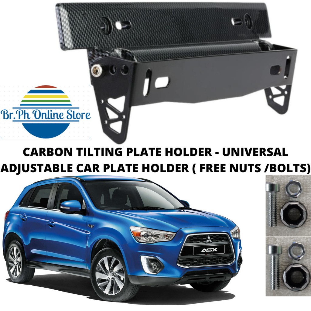 CARBON TILTING PLATE HOLDER GLOSSY UNIVERSAL ADJUSTABLE CAR PLATE