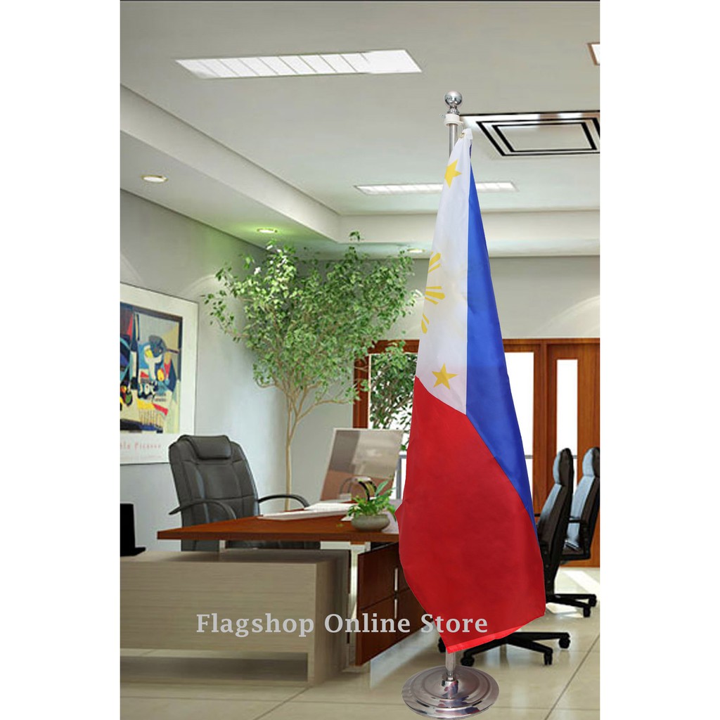 Stainless Flagpole Stand Flag Poles Indoor for Flags with Phil.Flag 3 x