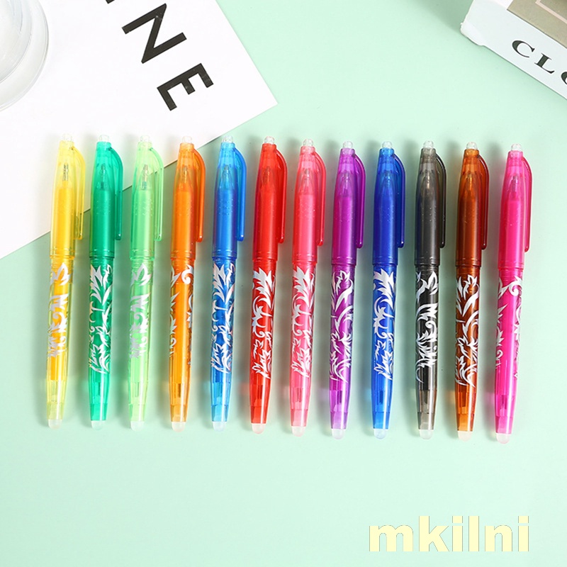 mkilni Erasable Ballpoint Pen 12 Colours Rollerball Pen 0.5 mm Eraser