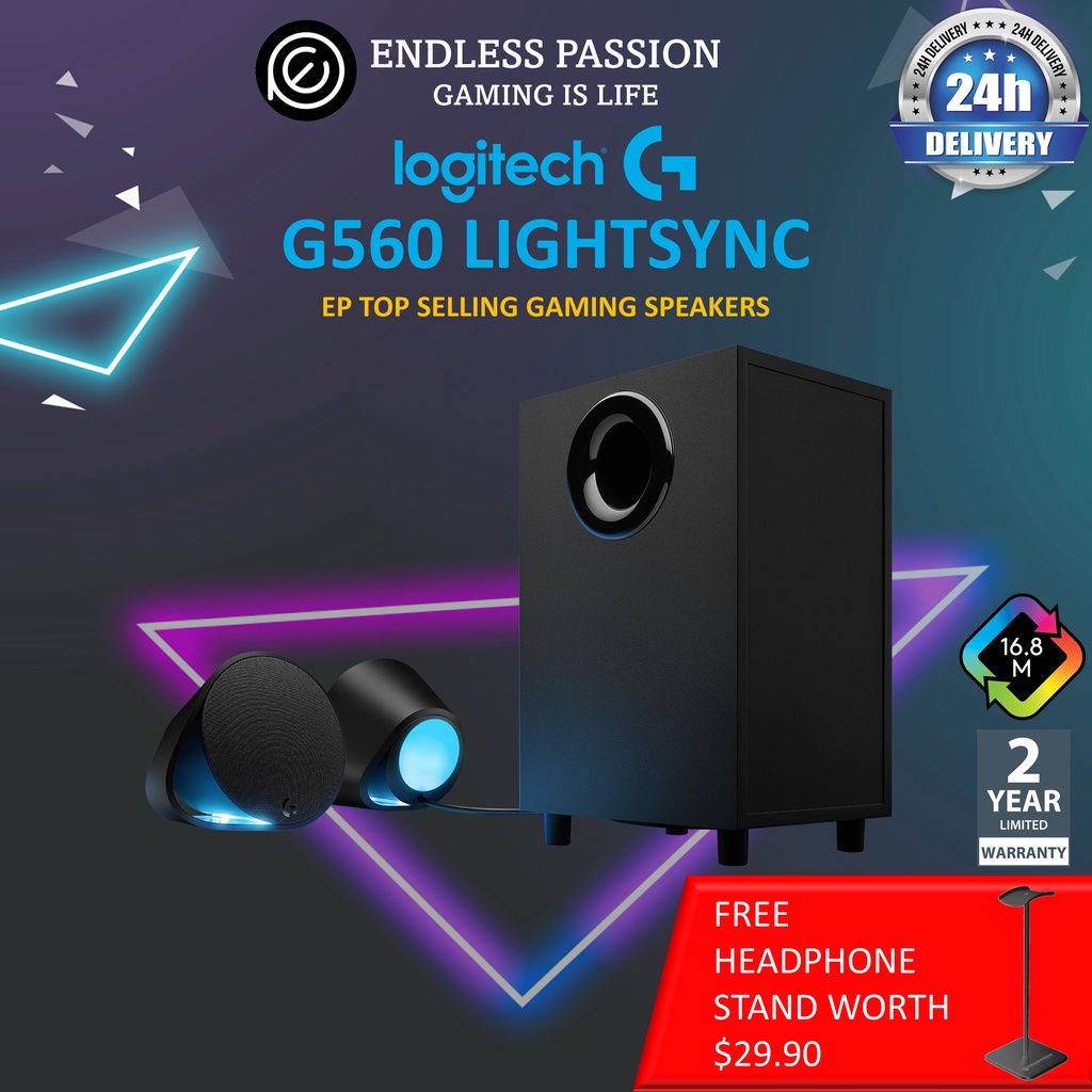 Logitech G560 LIGHTSYNC PC Gaming Speakers with Game Driven RGB