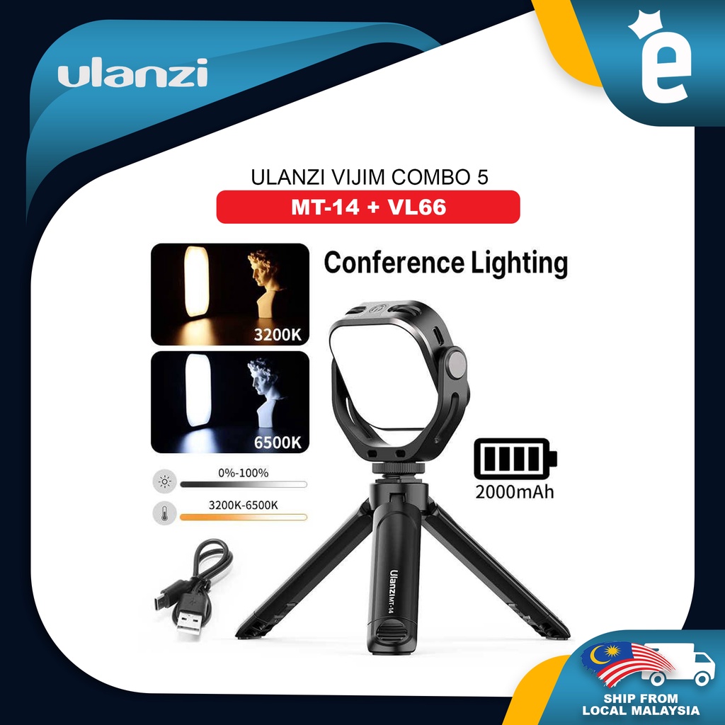Ulanzi Vijim Video Conference Lighting Kit with 360 Degree Rotatable Mini LED Light & Mini