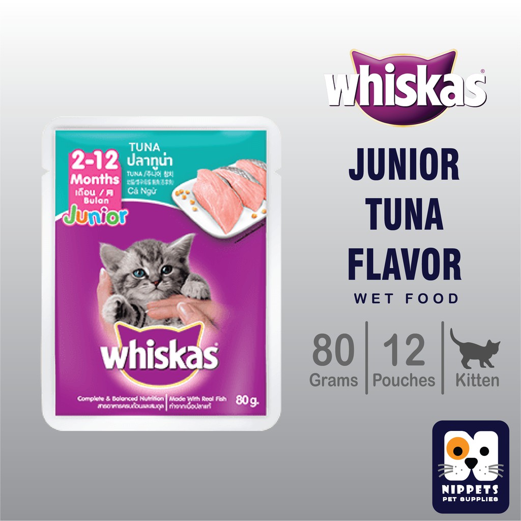 WHISKAS Tuna Wet Cat Food for Kittens 80g (Set of 12 pouches) Shopee
