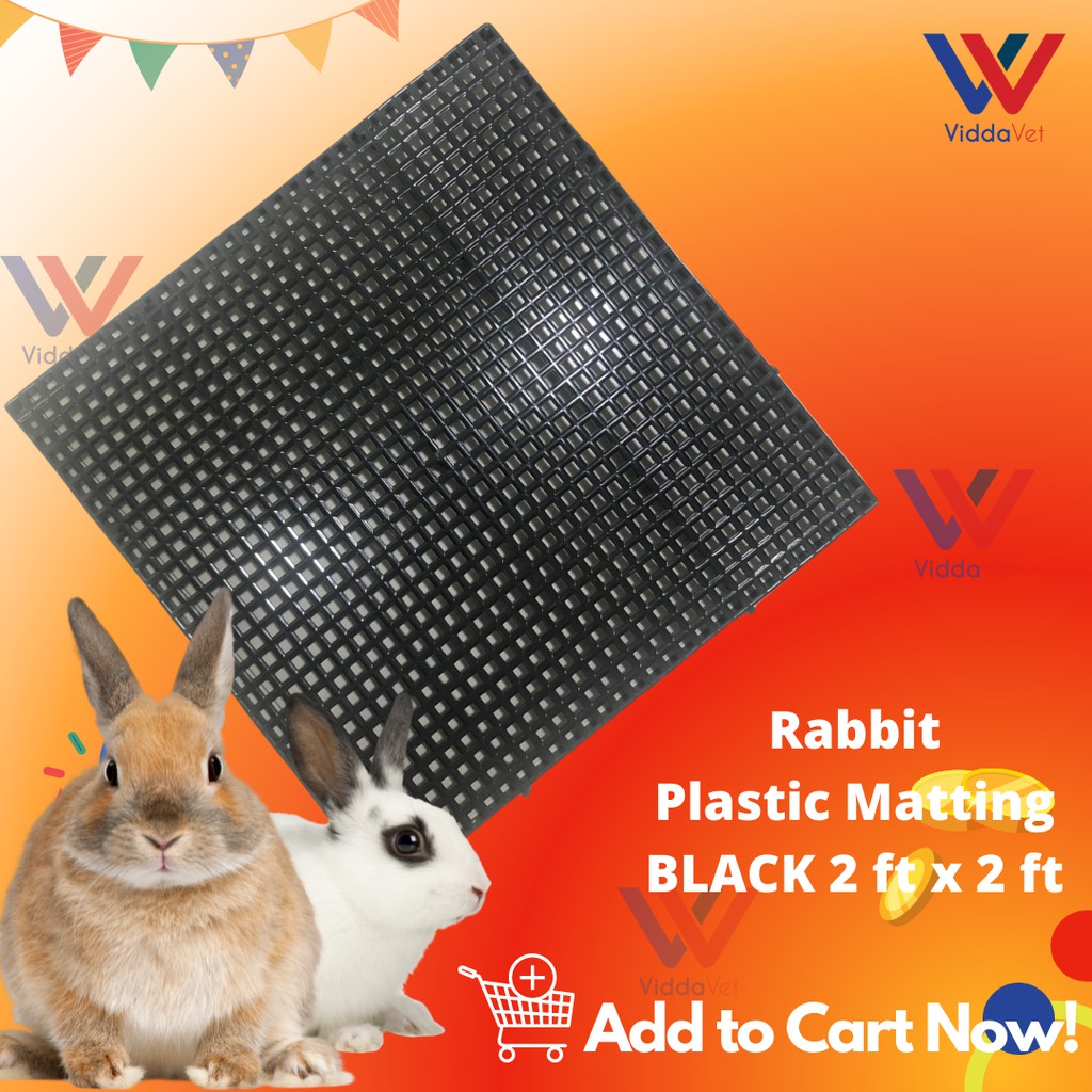 BLACK 2 ft X 2 ft Rabbit matting Heavy Duty Plastic Matting for Rabbits