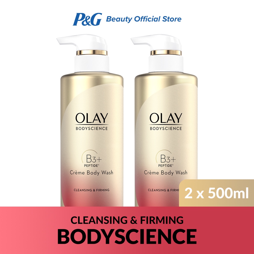 Olay Body Science Body Wash Cleansing and Firming (500mL) Duo Shopee