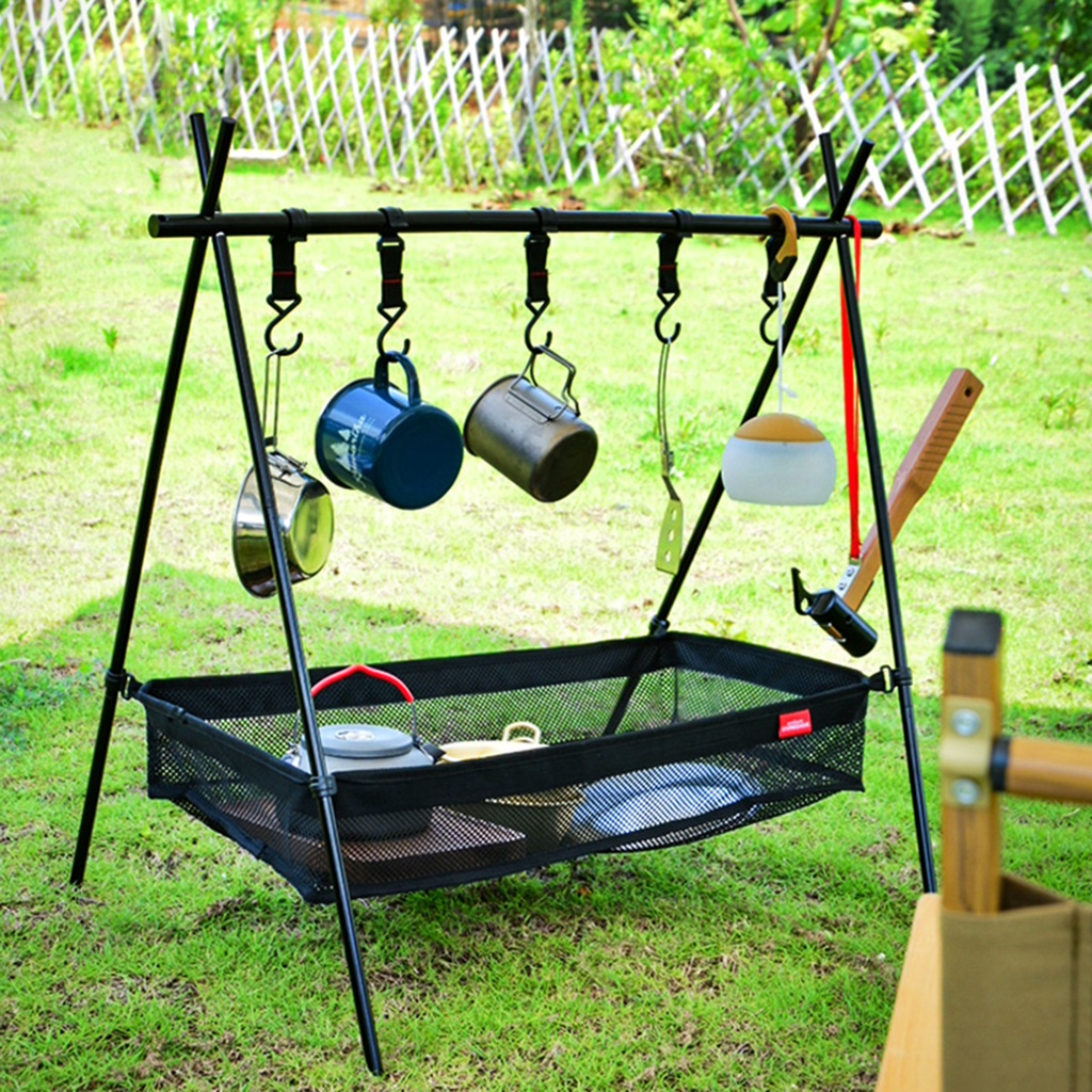 Portable Folding Table Storage Net Shelf Bag Stuff Mesh For Picnic