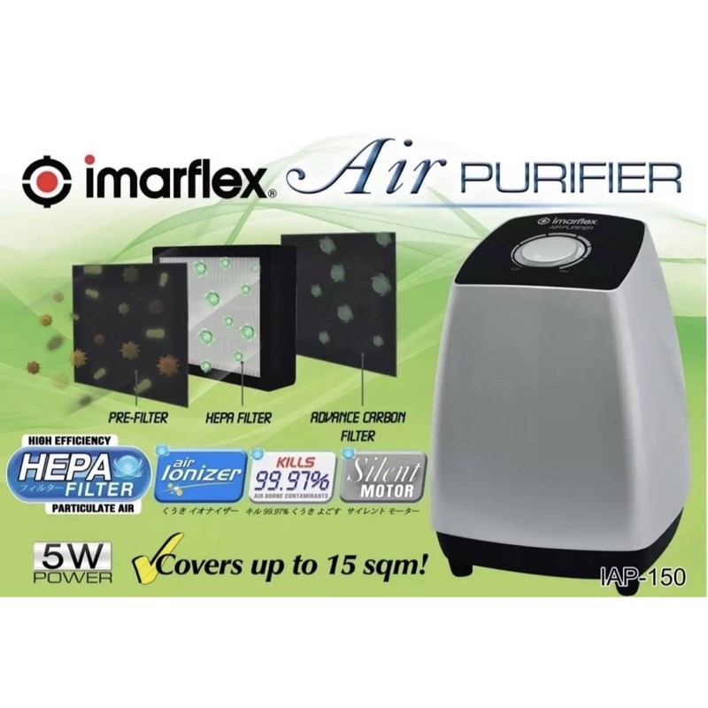 Imarflex Air Purifier IAP150 with Air Ionizer and HEPA Filter Shopee