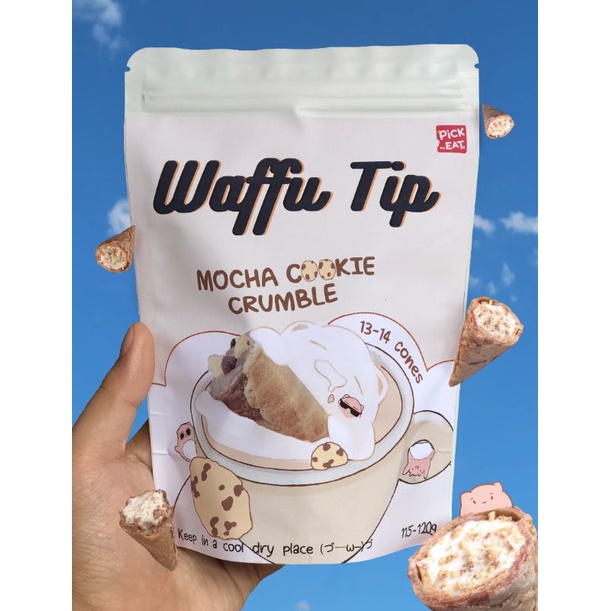 WAFFU TIPS Mocha Cookie Crumble ChocolateFilled Mini Wafer Cone