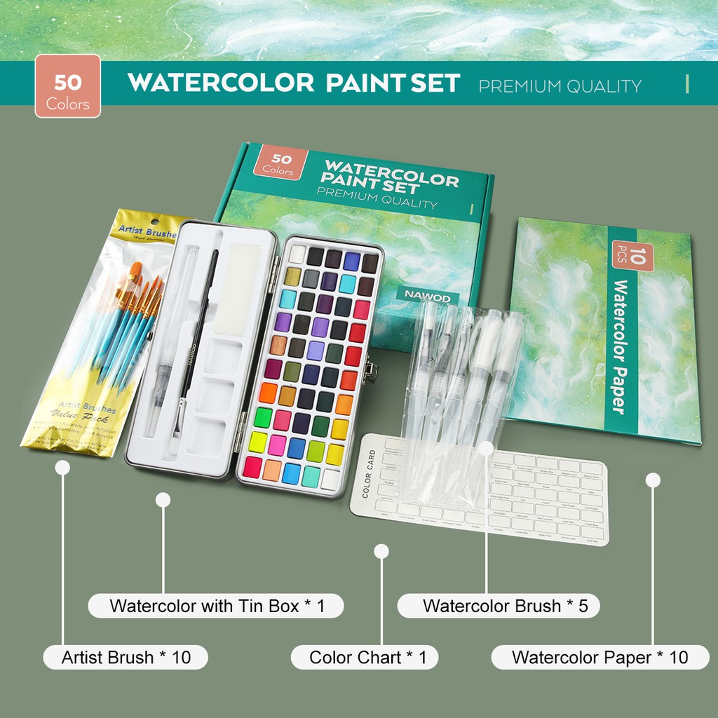 SeamiArt 50/72/90/100 Colors Solid Watercolor Painting Set Shopee