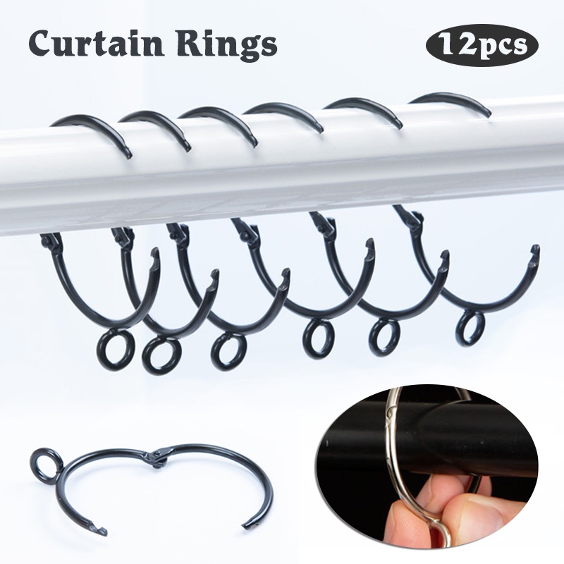 12 PCS Metal Openable Curtain Rings 38mm Shower Curtain Ring Hook with