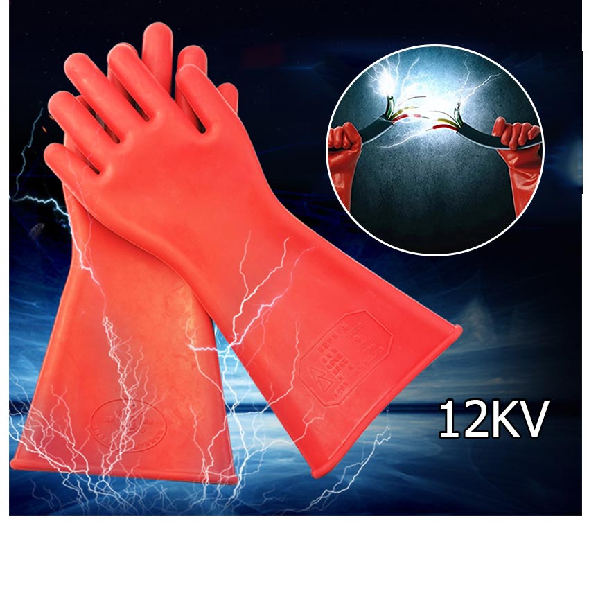12KV High Voltage Electrical Insulating Gloves Electrician Safety