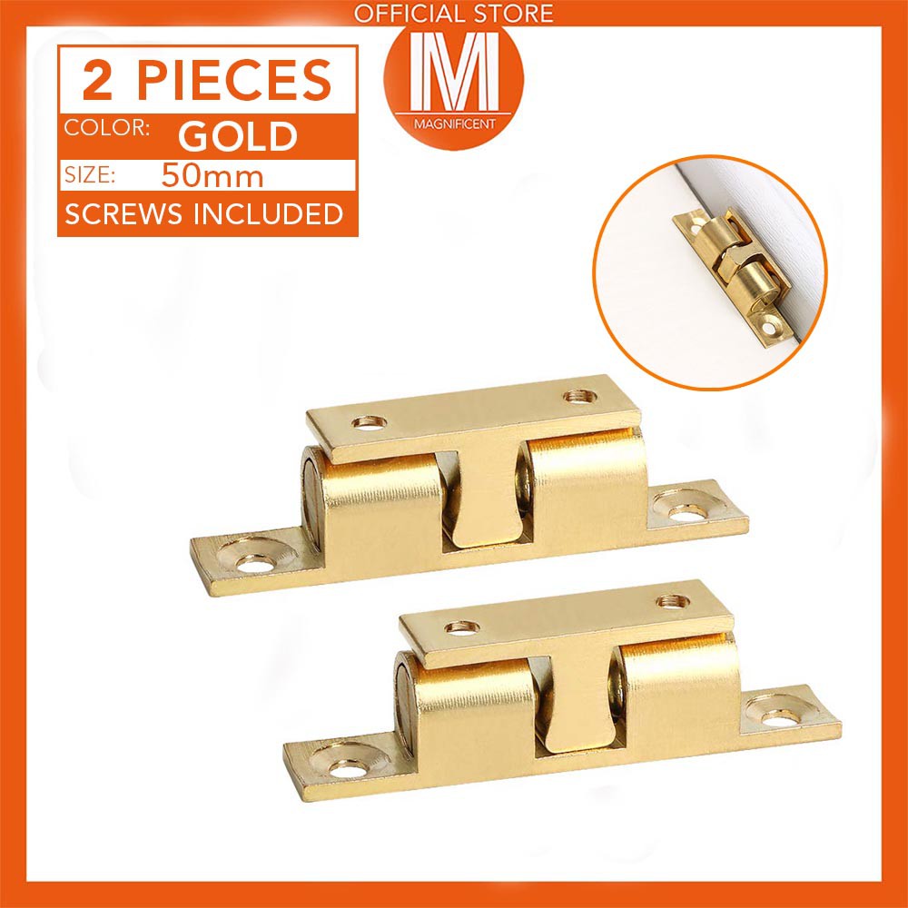 Solid Brass Double Ball Catch Latch for Doors (2 Pieces
