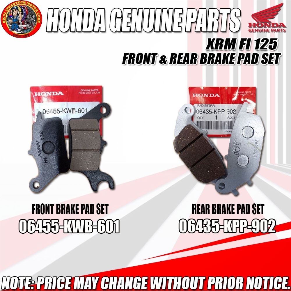 XRM 125 FI BRAKE FRONT&REAR PAD SET (HPI) (GENUINE 06455KWB601 /