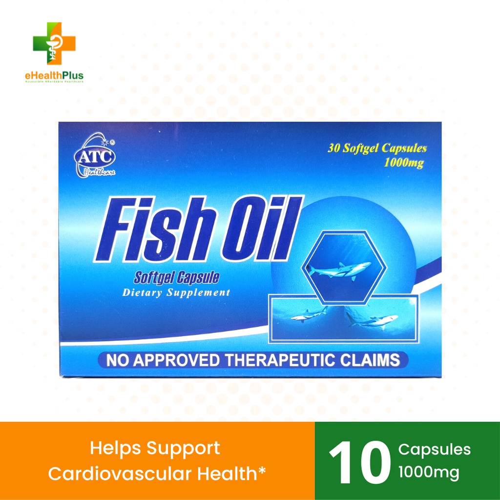 ATC Fish Oil with Vitamin E & Omega3 1000mg (EPA & DHA) (10 Capsules