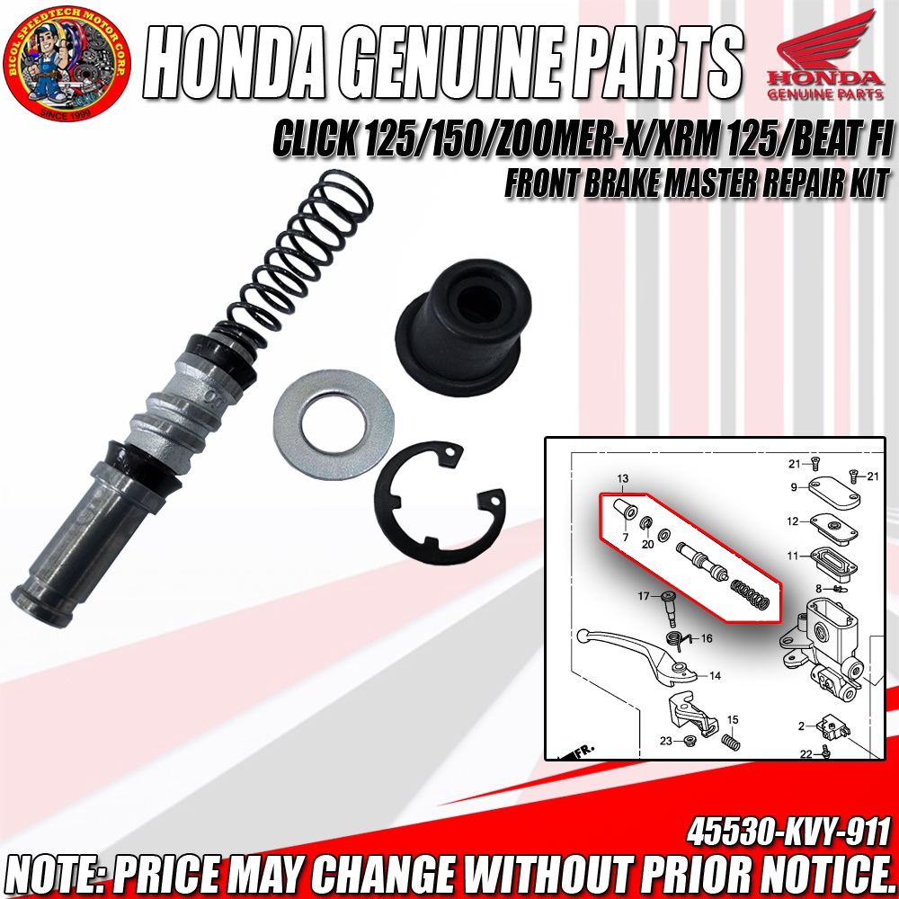 HONDA CLICK/ZOOMERX/XRM 125 TRINITY/BEAT FI FRONT BRAKE MASTER REPAIR KIT (GENUINE 45530KVY