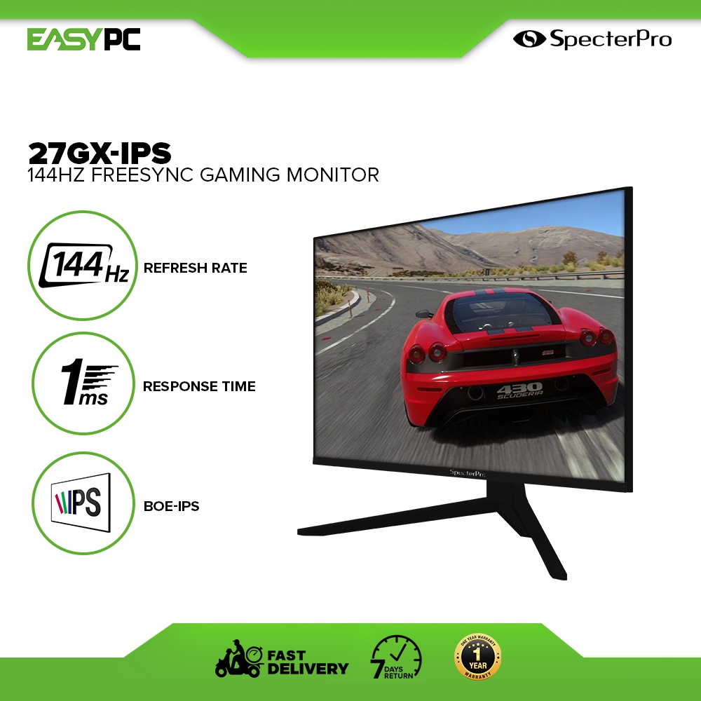 SpecterPro 27GX IPS 27 inch Gaming Monitor 144hz 1ms Flat Screen