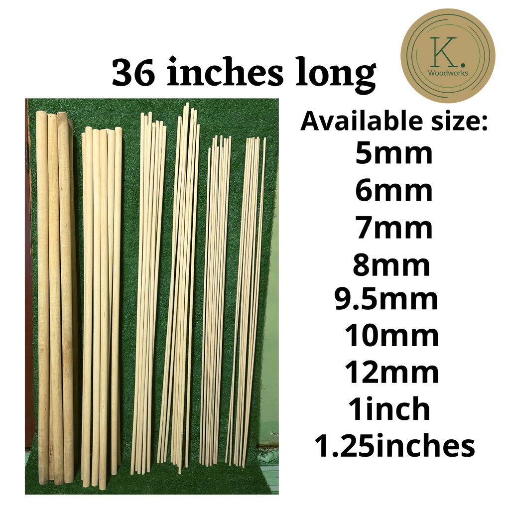 Macrame Wooden Sticks Dowel Rod 36 INCHES LONG 6 8 10 12mm and 1 and 1.25inches THICKNESS