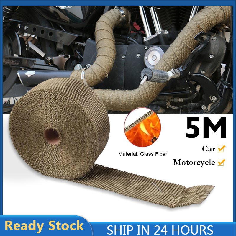 5M*5CM Motorcycle Exhaust Pipe Wrap Heat Insulation Tape Glass Fiber