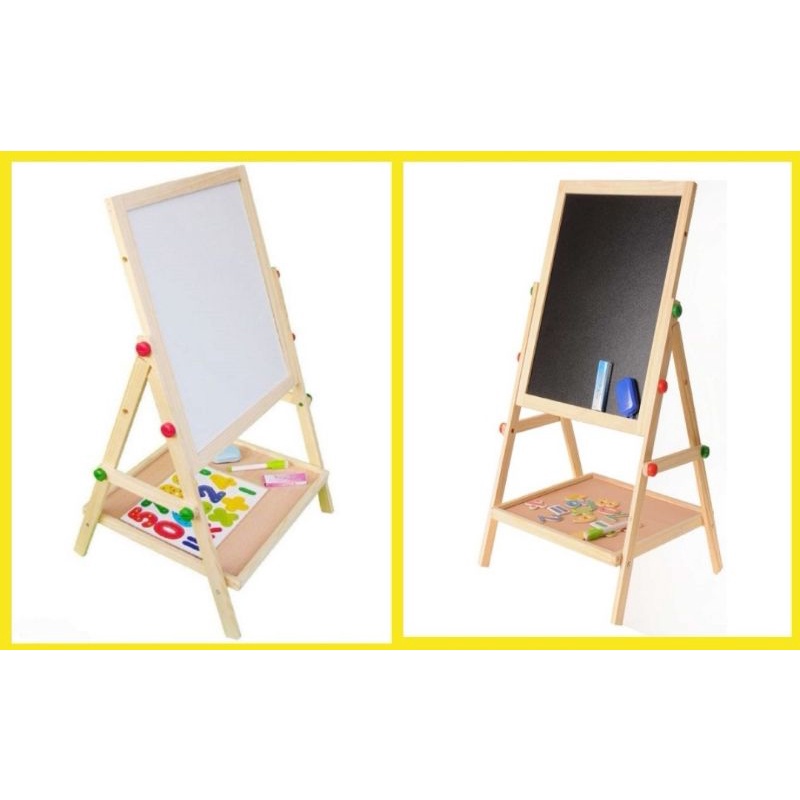 DOUBLE SIDED LEARNING BOARD WITH STAND / BLACK BOARD / WHITE BOARD