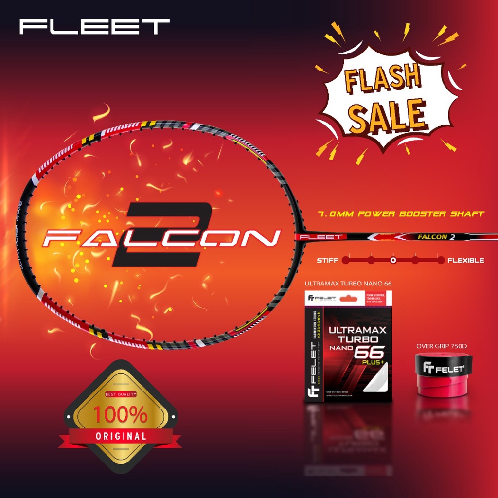 Fleet Falcon2 Racket Badminton Racket Raket Badminton Racquet Badminton