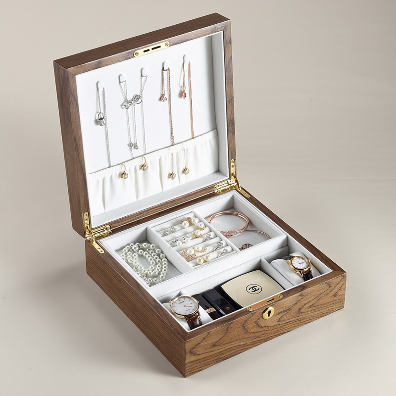 Casegrace Wooden Jewelry Box Organizer With Lock And Key For Watch