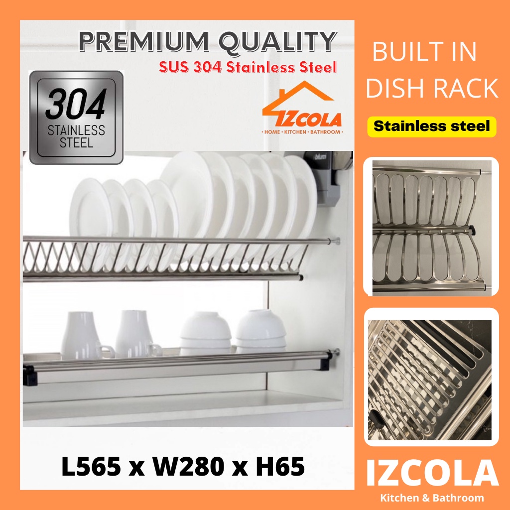 SUS304 STAINLESS STEEL 304 2 Tier 600mm KITCHEN DISH RACK