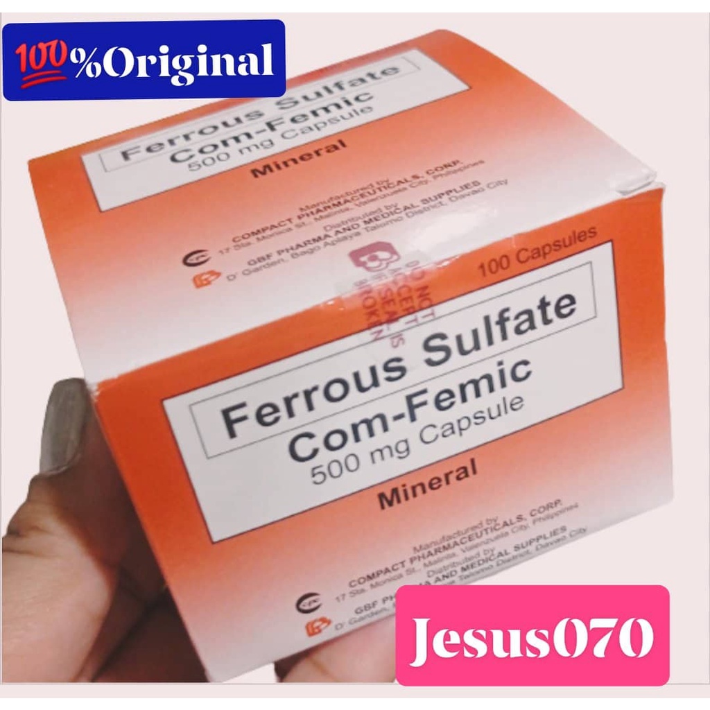 FERROUS SULFATE IRON MINERAL 500mg Capsules 100s Shopee