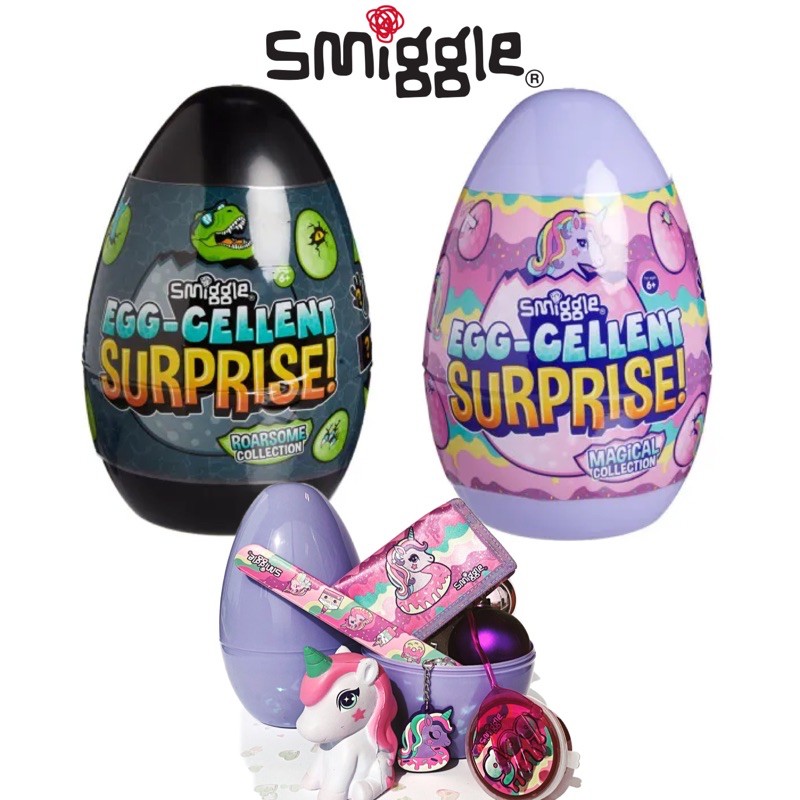 Smiggle Eggcellent Surprise Eggs Black Dino & Purple Unicorn Kids Egg