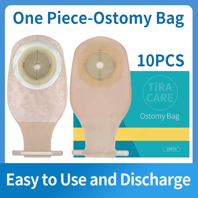 10pcs Ostomy Bag 1565mm Cut Size Beige Cover Drainable onepiece