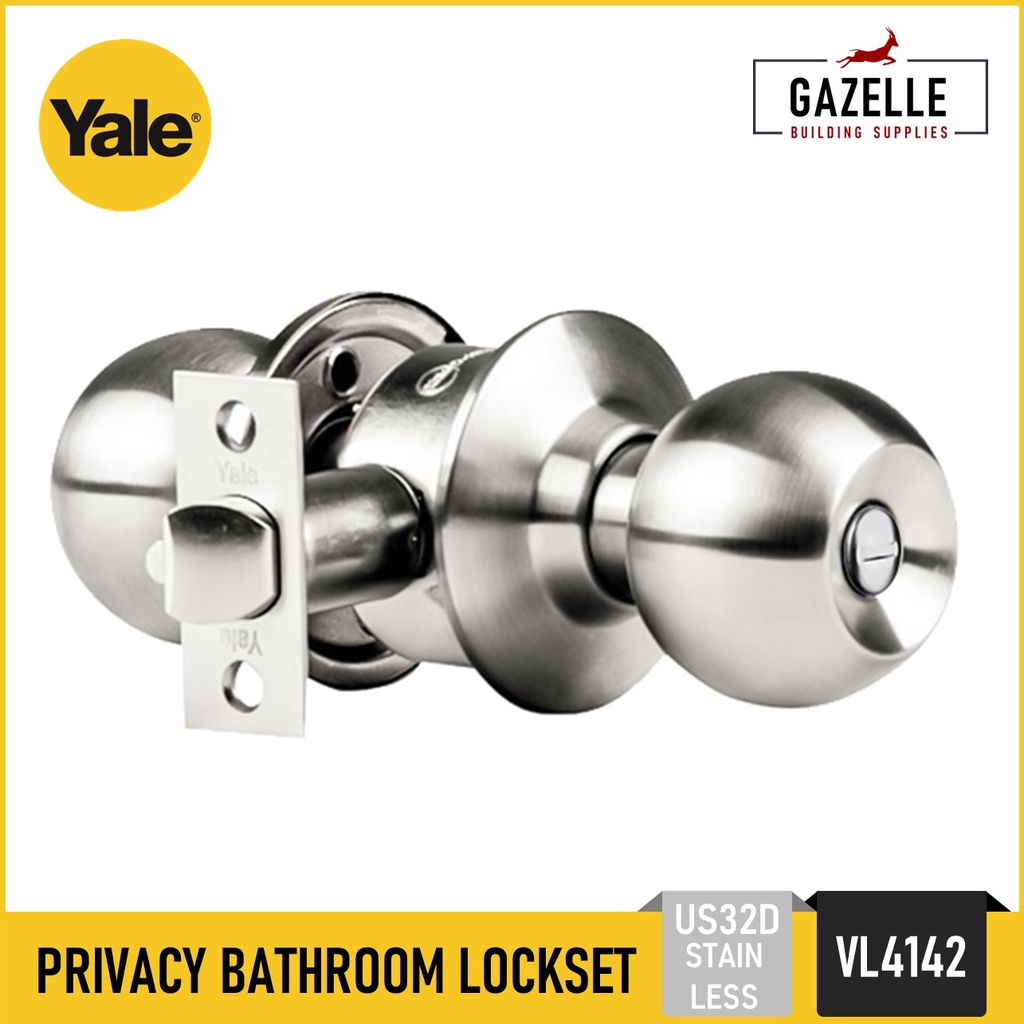 Yale Bathroom Lockset Carolina Door Knob Lock Set Stainless Cylindrcal