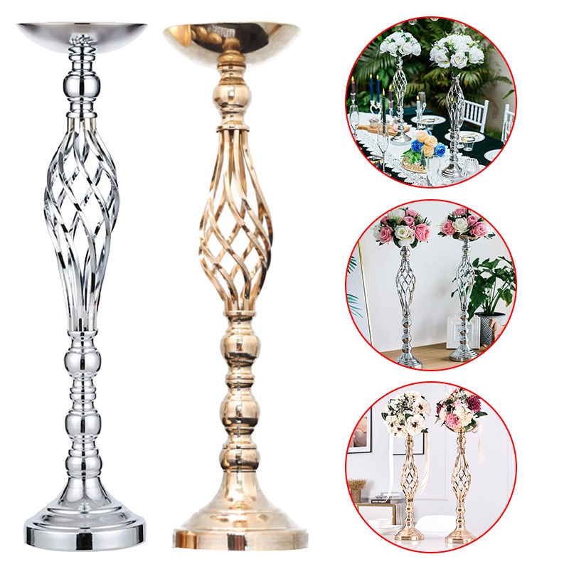 Candle Holder Flowers Vase Metal Stand Candlestick Dining Table