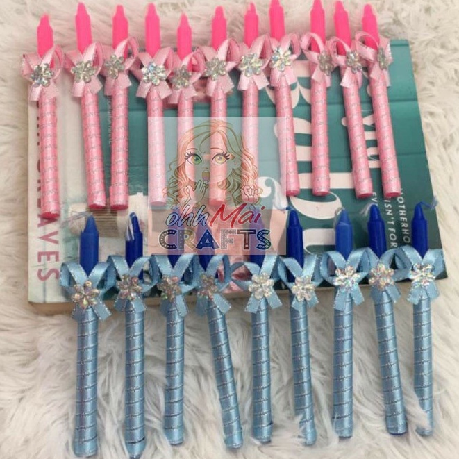Small Candle With Ready Made Ribbon Design For Christening Debut Or Any Occasions Shopee