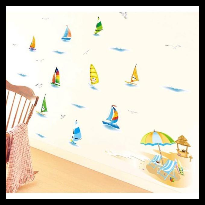 Wall Stickers / Glass / Wall Stickers (Long Seaside, Sailboat) Shopee Philippines