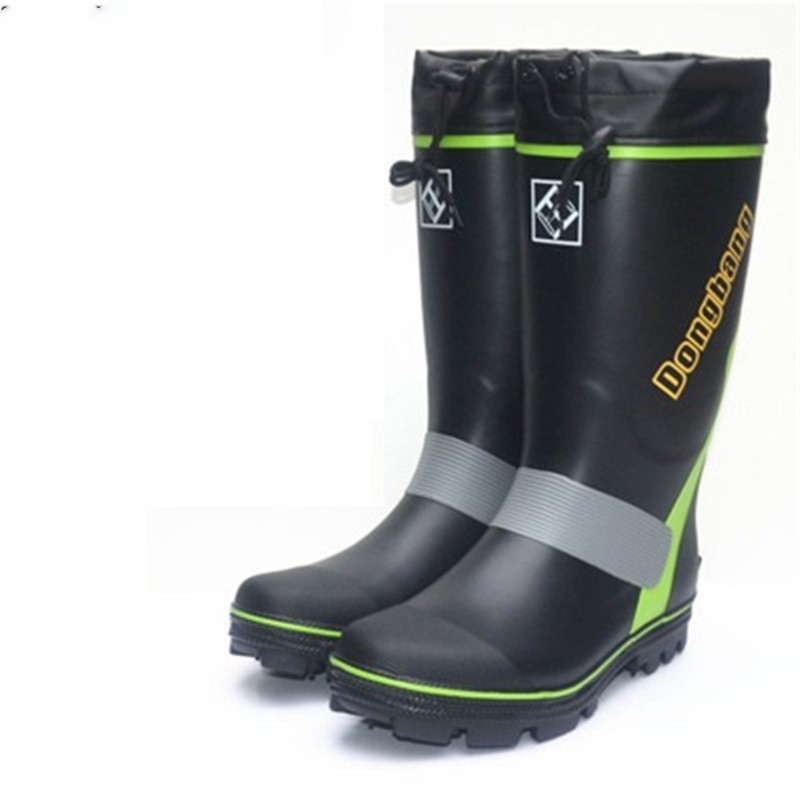 Men's Rain Boots Outdoor Keep Warm Plush Rubber Steel Sole Booties MidCalf Wilderness Fishing