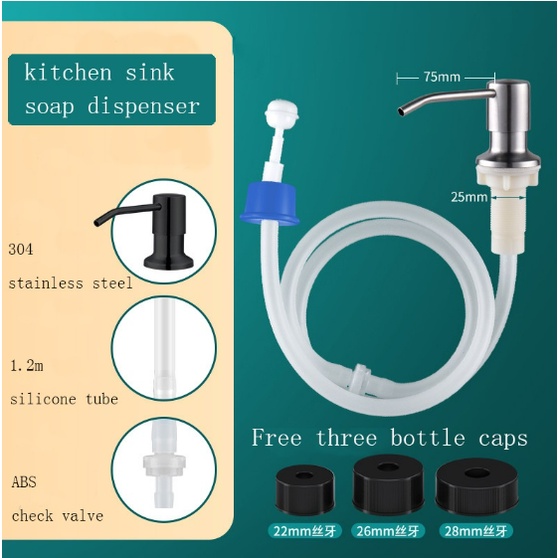 Bbyes Stainless Steel Kitchen Sink Soap Dispenser Pump with Extension