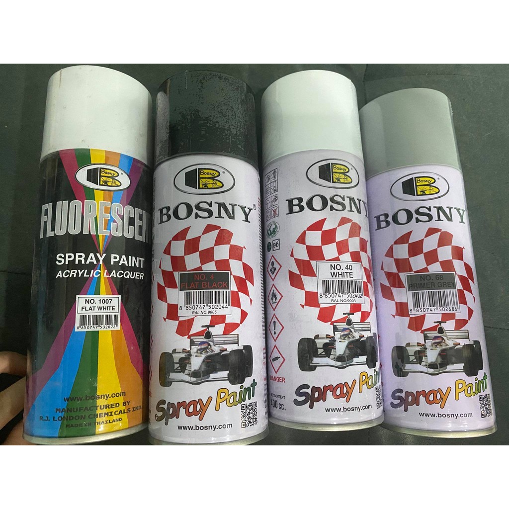 ORIGINAL BOSNY SPRAY PAINT PRIMER GRAY, FLAT WHITE, FLAT BLACK , GLOSS