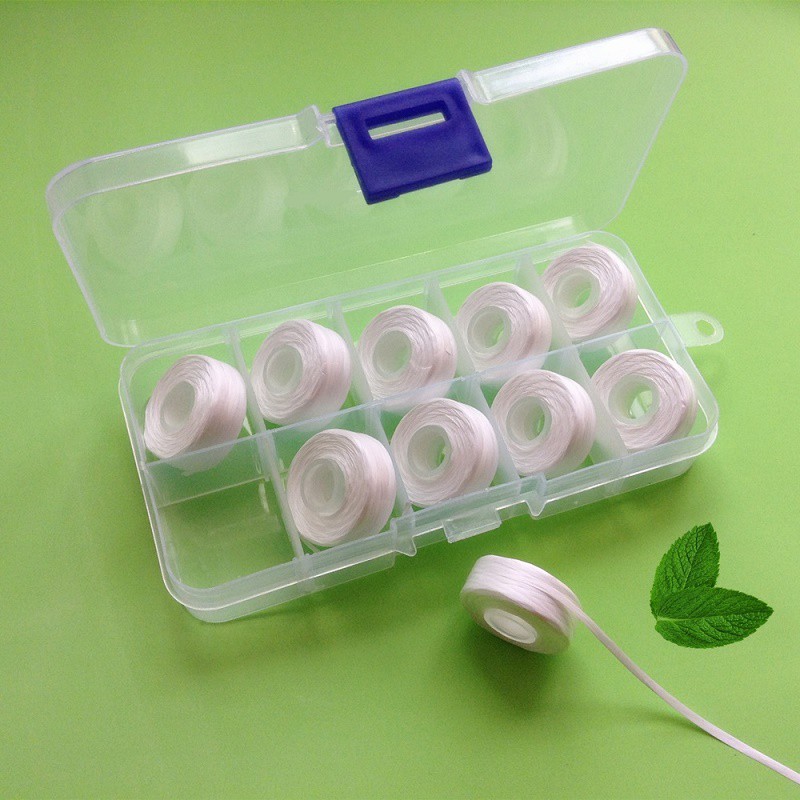 PTFE Flat Thread Dental Floss Ultra Thin Wire Replacement Rolls 10pcs