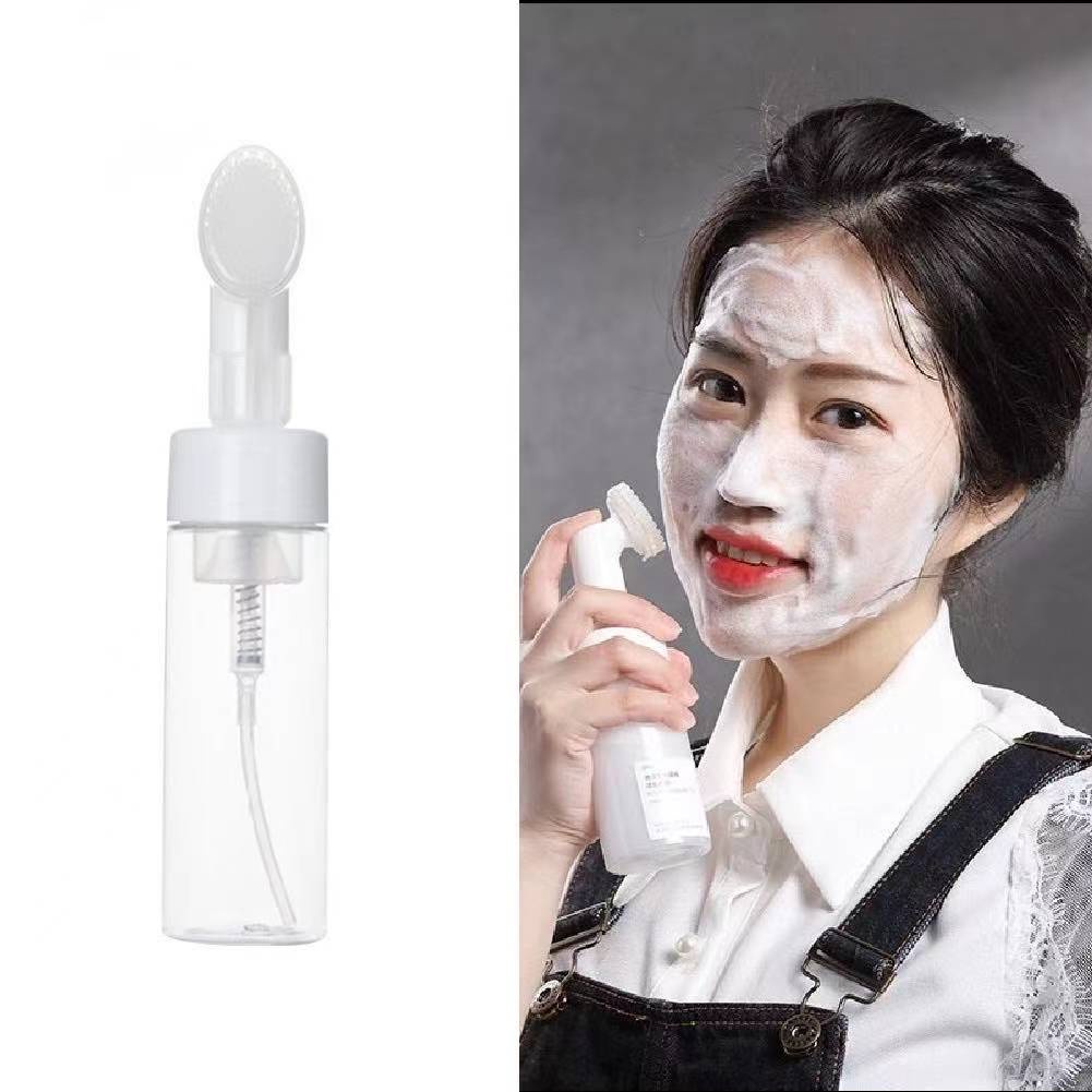 Mousse Foaming Bottle With Brush Pump Press Silicone Face Brush Foaming