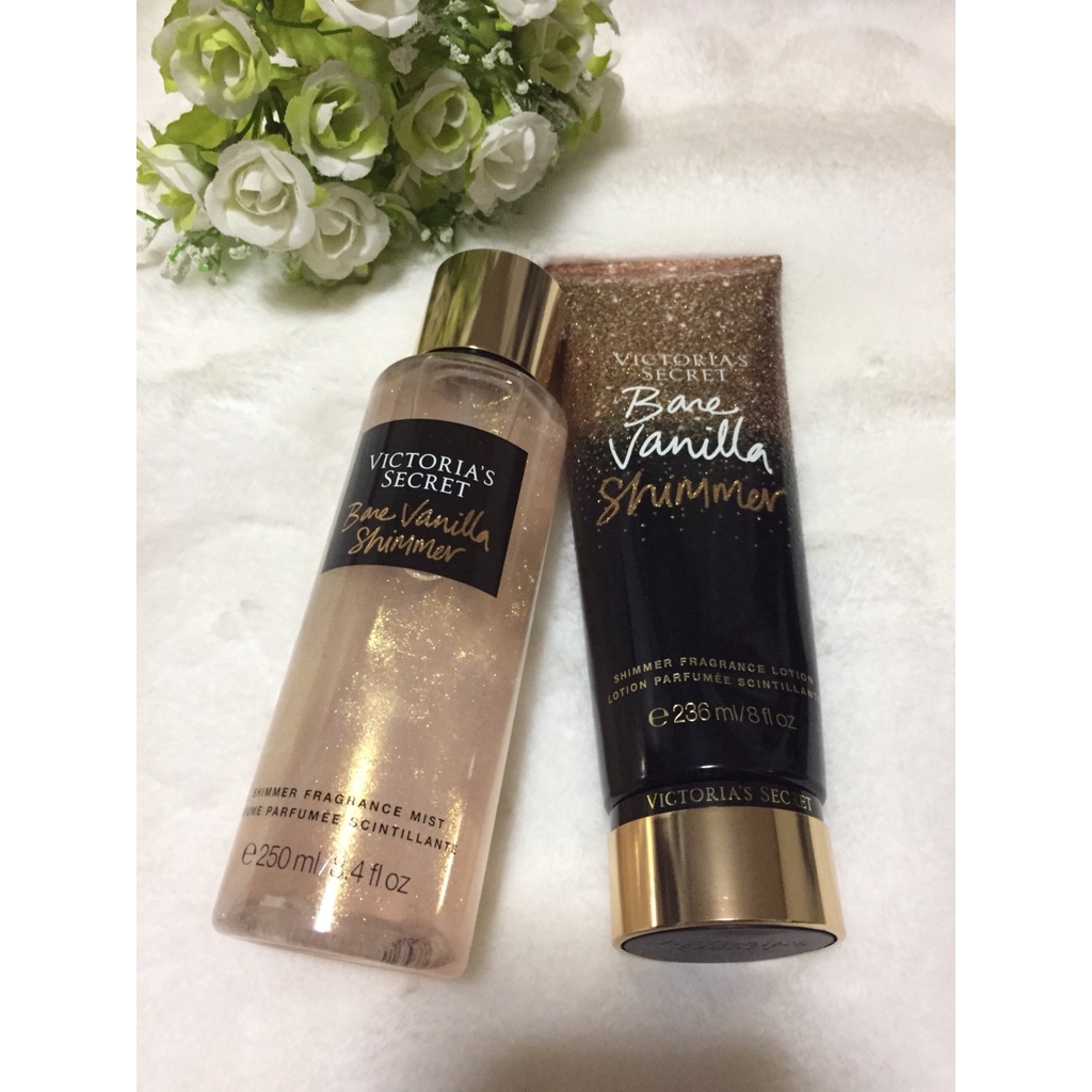 Victoria Secret Bare Vanilla Shimmer Lotion/Mist Bundle (2pcset