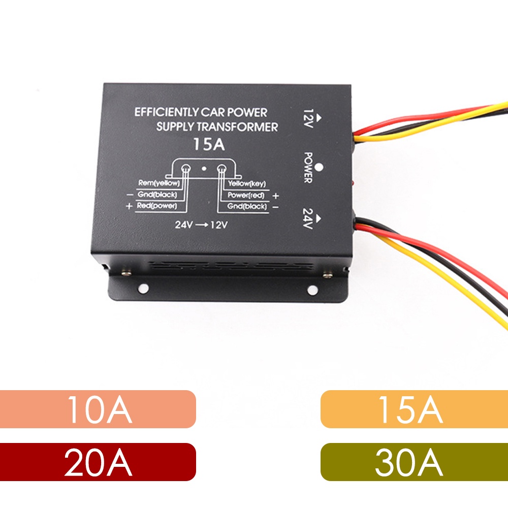 DC 24V To 12V 15A Car Power Supply Buck Transformer Converter Truck Bus
