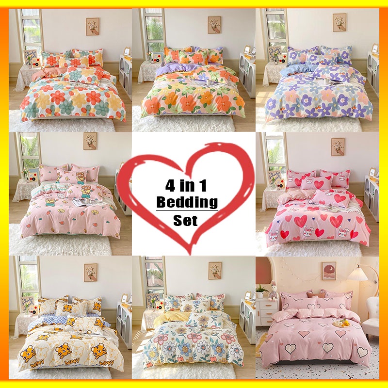 4 in 1 Bed Sheet Single bed sheet with pillow case Double Size Sheet