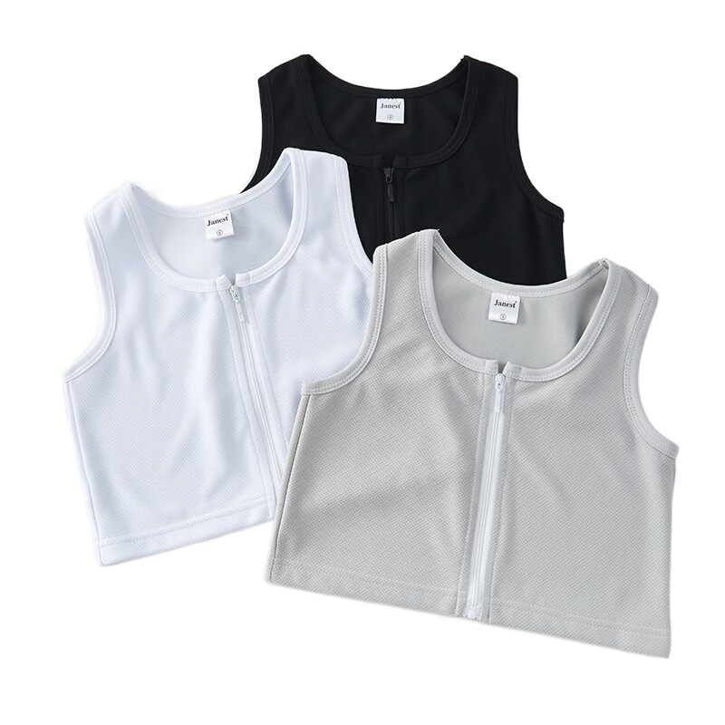3 Pieces Pack Janest Women Les Front Zipper Chest Binder Crop Top Short