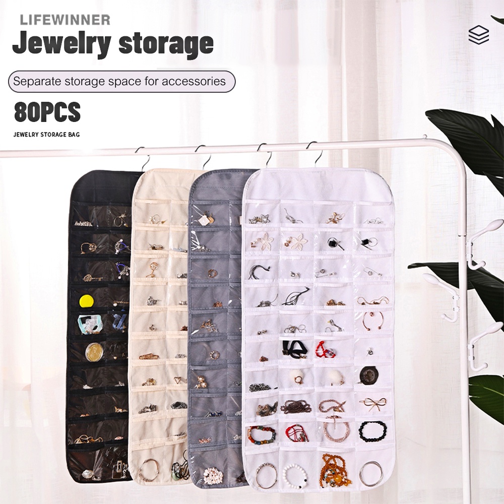 Foldable Hanging Jewelry Storage Bag/Transparent Compartment Storage