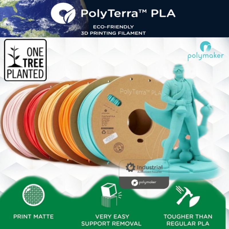 Polymaker PolyTerra Matte PLA Filament (1.75mm & 2.85mm EcoFriendly