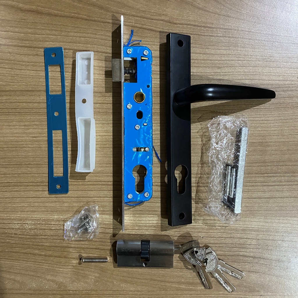 Aluminum Door Lock Set 9055 Handle+Mortise+Lock Cylinder Shopee
